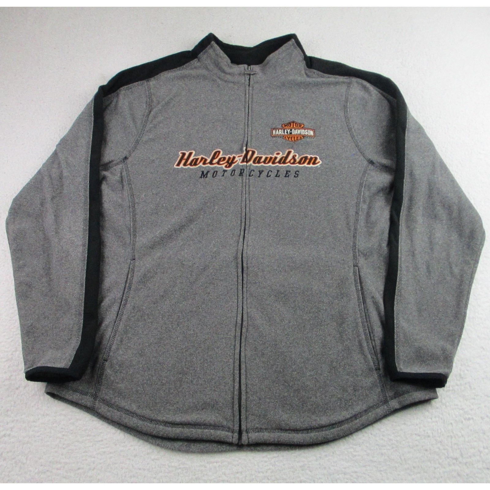 HarleyDavidson Motorcycles Jacket Womens Xl Gray Black Full Zip Fleece Daytona